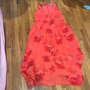All Saints Coral Floral Dress